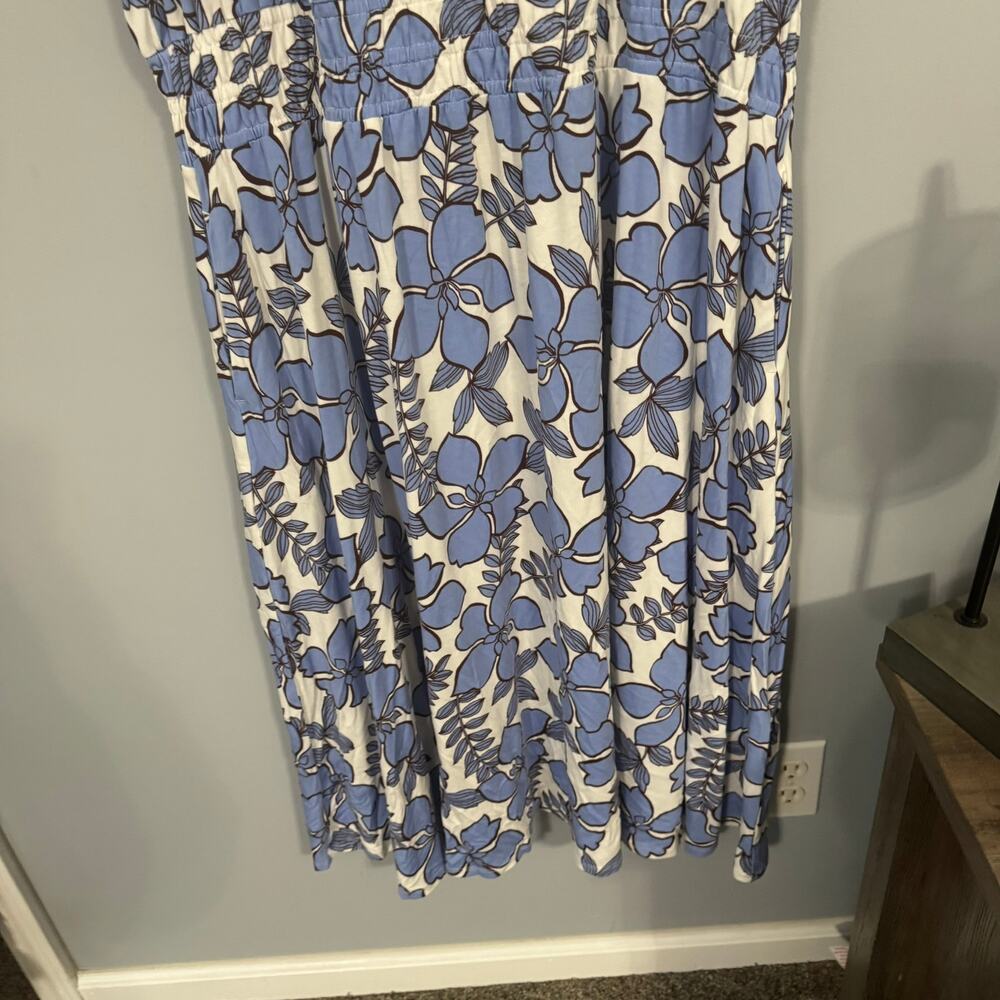 NWT Nicole Miller White Blue Floral Short Sleeve Midi Dress Women's Plus Size 2X - Picture 3 of 11